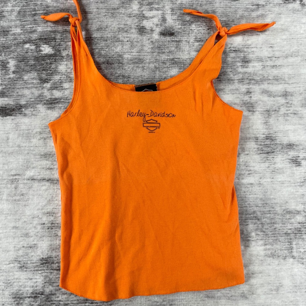 Vintage Harley-Davidson Sturgis 2004 Tie Shoulder Tank Top Orange Women 14/16